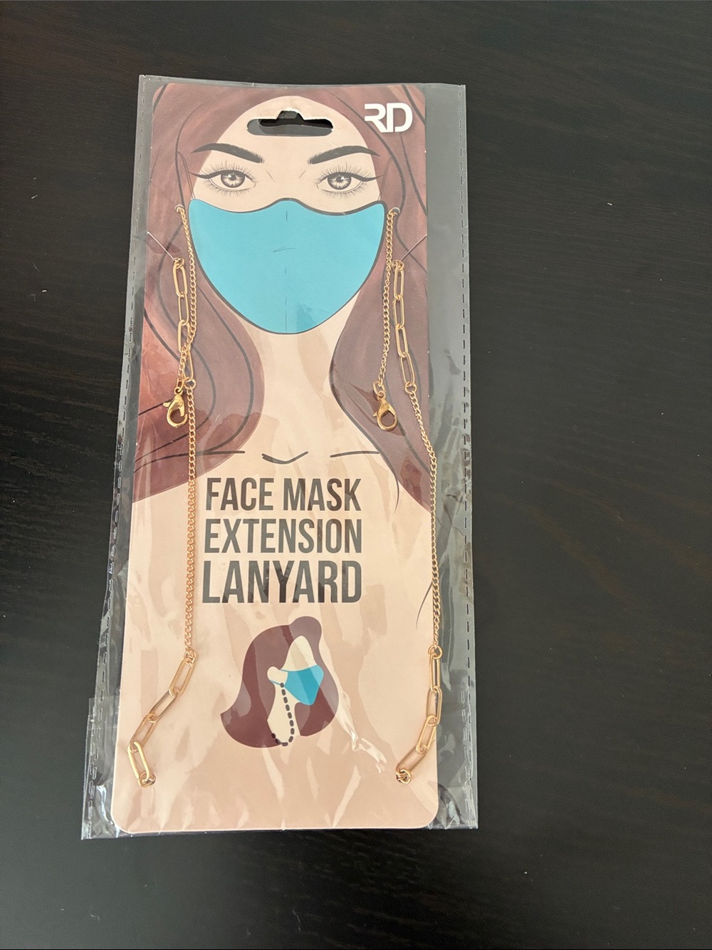 Gold Face Mask Extension Lanyard - Pink Packaging